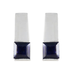 Leah Blue Solitaire Stud Earrings for Everyday Glam Iolite Blue Stud