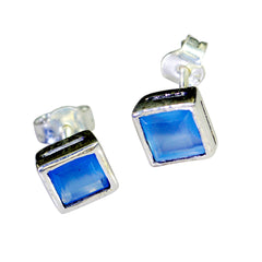 Elena Blue Solitaire Stud Earrings for Everyday Wear