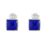 Milagros Blue Solitaire Stud Earrings for Everyday Glam Lapis Lazuli Blue Stud