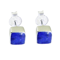 Yan Blue Solitaire Stud Earrings - Chic & Stylish Lapis Lazuli Blue Stud