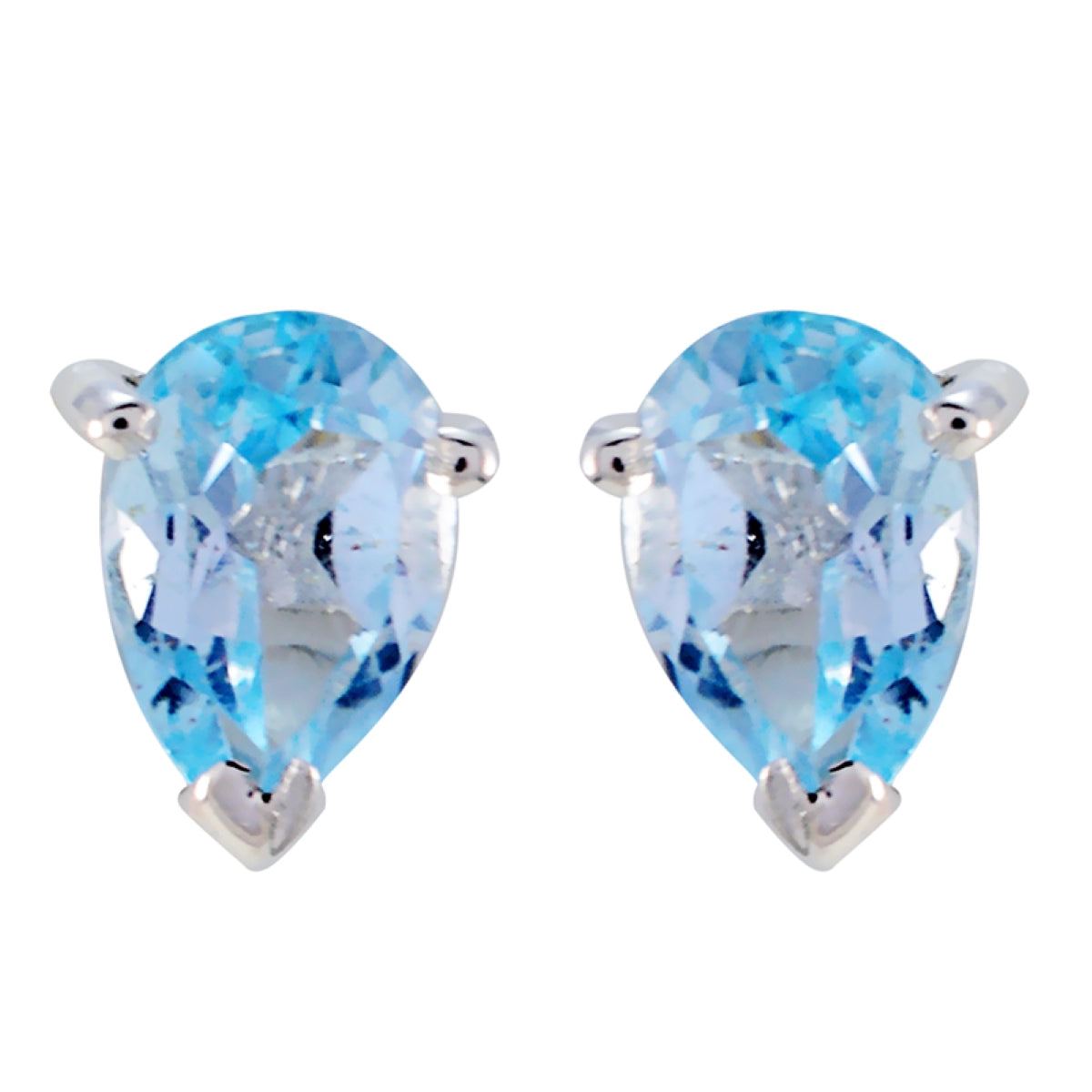 Rebeca Blue Solitaire Stud Earrings for Everyday Glam Blue Topaz Blue Stud