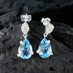 Mei Blue Solitaire Stud Earrings - Stunning Sparkle