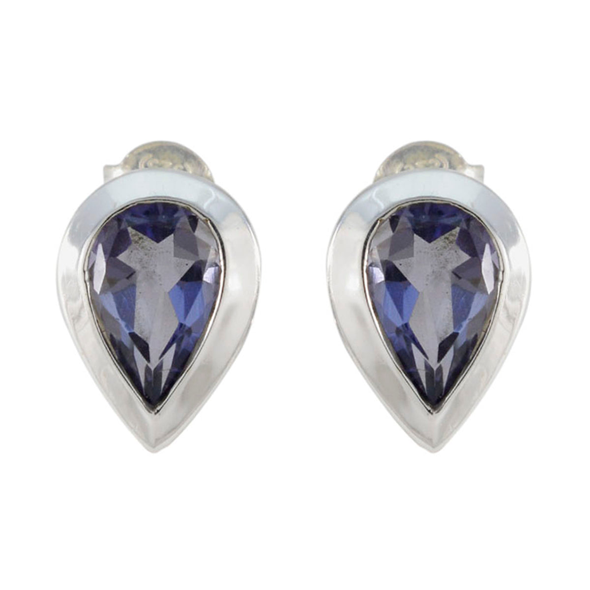 Luisa Blue Solitaire Stud Earrings for Everyday Glam Iolite Blue Stud