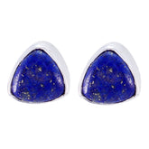 Natalia Blue Solitaire Stud Earrings for Everyday Glam Lapis Lazuli Blue Stud