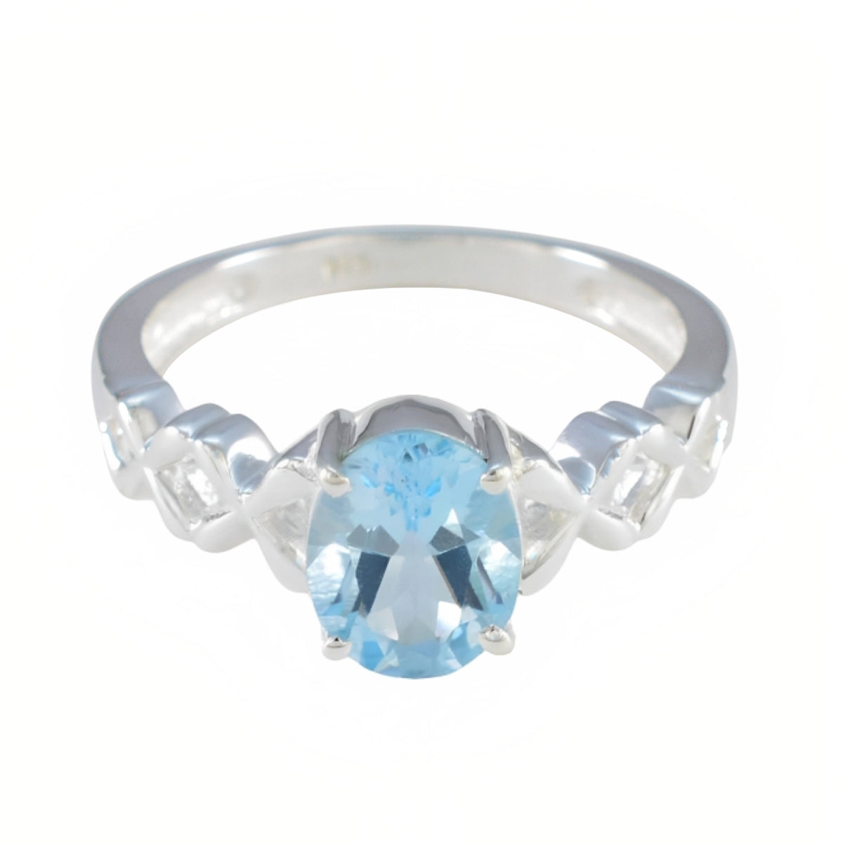Saanvi Blue Solitaire Twist Ring with Stunning Gemstone Blue Topaz Blue