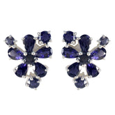 Greta Blue Stud Earrings for Everyday Elegance Iolite Blue Stud