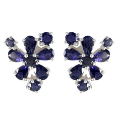 Greta Blue Stud Earrings for Everyday Elegance Iolite Blue Stud
