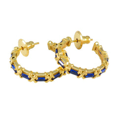 Abigail Blue Stud Earrings India - Gemstone Gold Hoops
