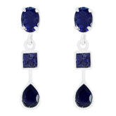 Lili Blue Stud Earrings with Chic Gemstone Design Iolite Blue Stud