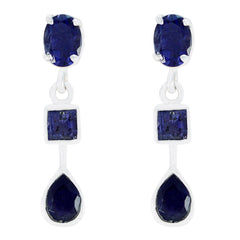 Lili Blue Stud Earrings with Chic Gemstone Design Iolite Blue Stud
