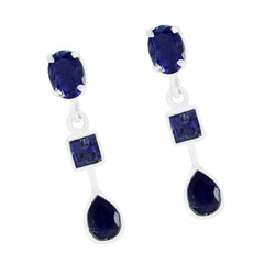 Lili Blue Stud Earrings with Chic Gemstone Design