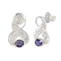Patricia Blue Stud Earrings with Sparkling Detail