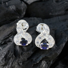 Patricia Blue Stud Earrings with Sparkling Detail