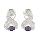 Patricia Blue Stud Earrings with Sparkling Detail Iolite Blue Stud
