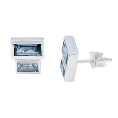 Rebeca Blue Stud Earrings with Gemstone Elegance