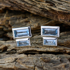 Rebeca Blue Stud Earrings with Gemstone Elegance