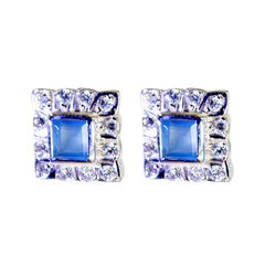 Julia Blue Stud Earrings for Everyday Glam Blue Chalcedony Blue Stud