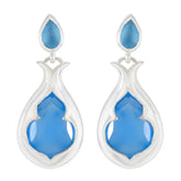 Ella Blue Toi Et Moi Earrings for Stylish Outfits Blue Chalcedony Blue Stud