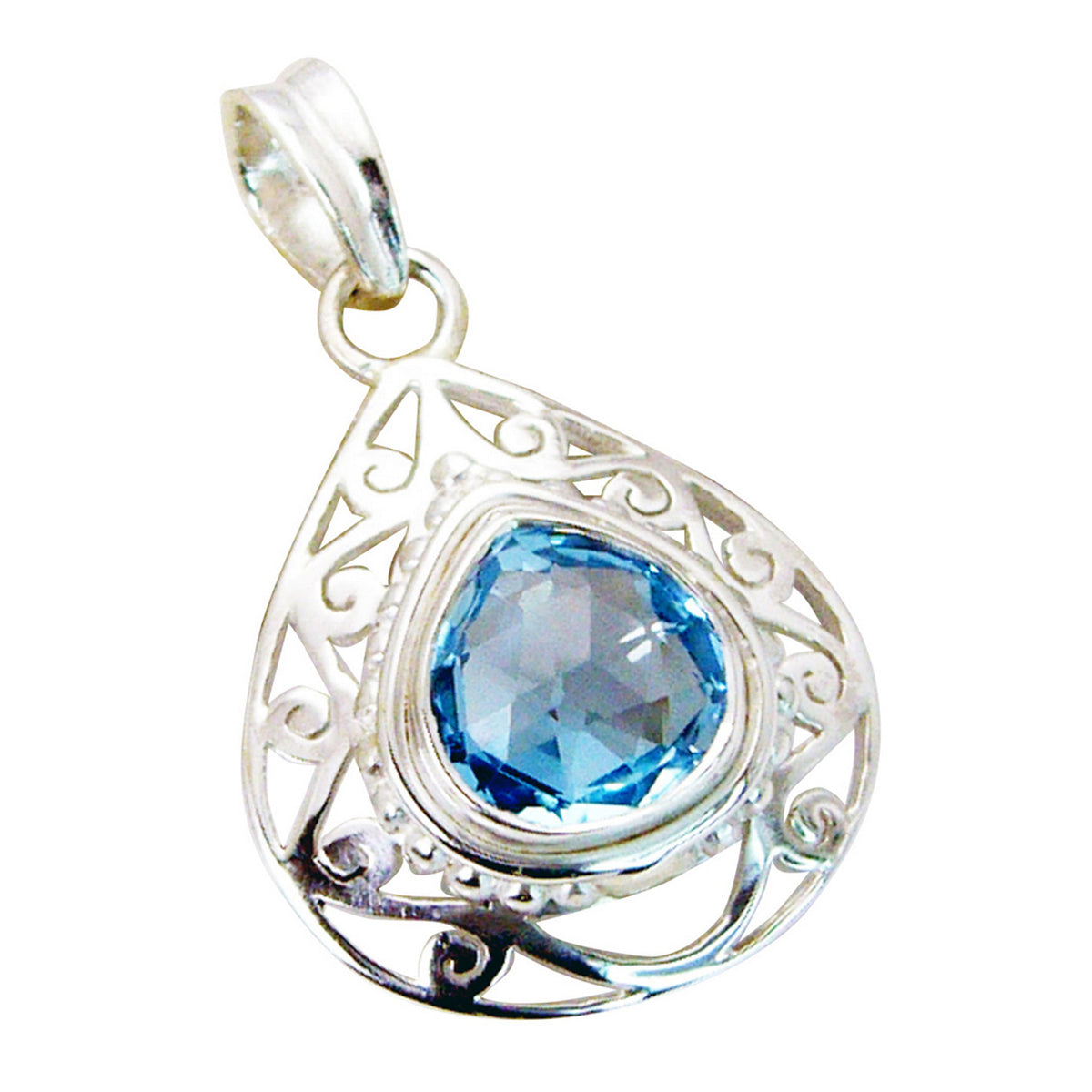 Agnes Blue Vintage Slim Pendant Blue Topaz Blue Blue