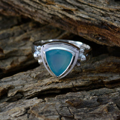 Evelyn Boho Aqua Solitaire Ring in Sterling Silver