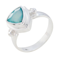 Evelyn Boho Aqua Solitaire Ring in Sterling Silver