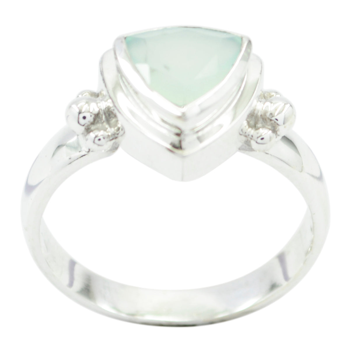 Evelyn Boho Aqua Solitaire Ring in Sterling Silver Aqua Chalcedony Green