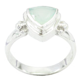 Evelyn Boho Aqua Solitaire Ring in Sterling Silver Aqua Chalcedony Green