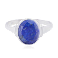 Harper Boho Blue Solitaire Ring in Sterling Silver