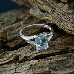 Bianca Boho Blue Solitaire Ring with Sterling Silver