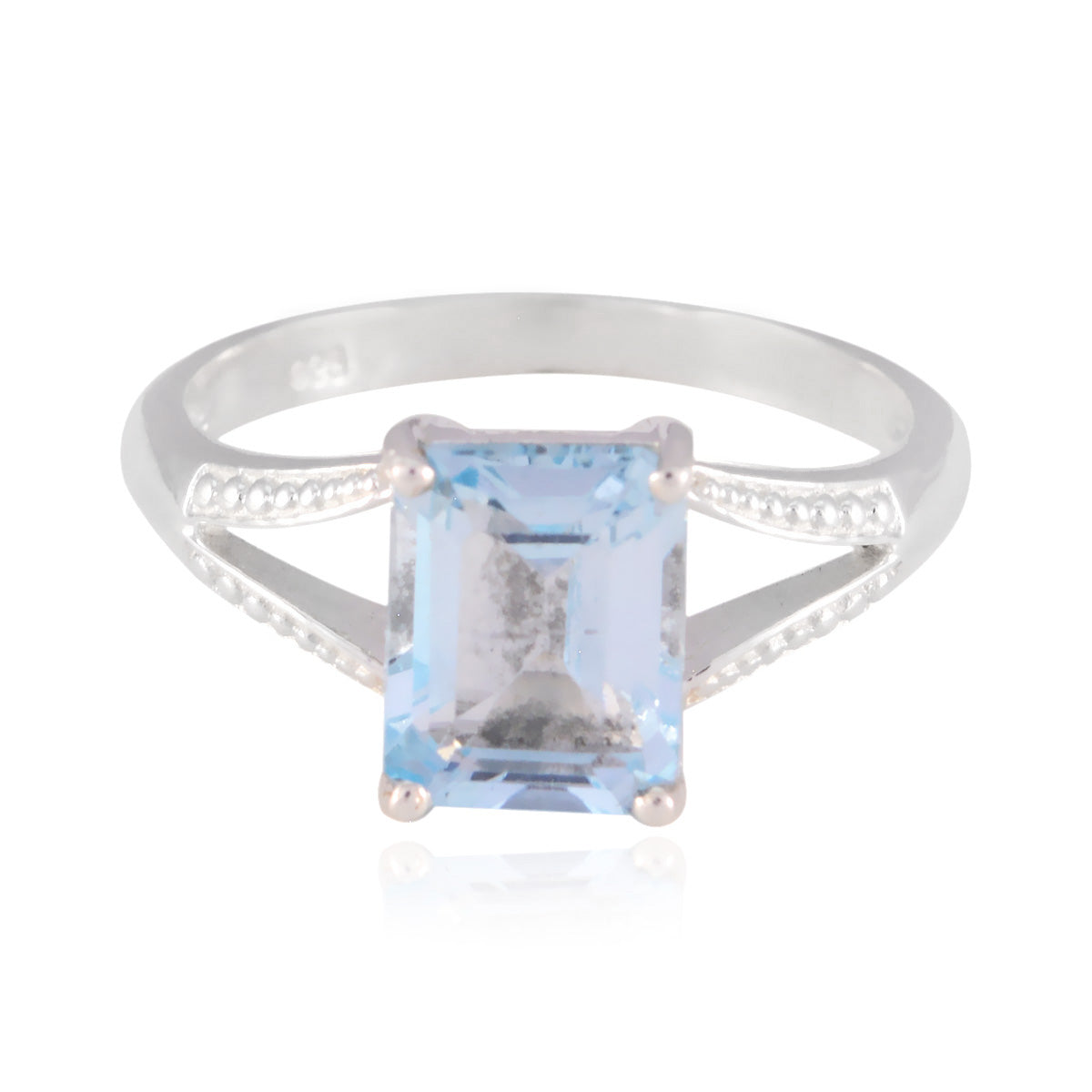 Bianca Boho Blue Solitaire Ring with Sterling Silver Blue Topaz Blue