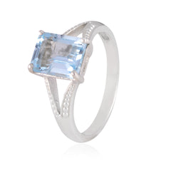 Bianca Boho Blue Solitaire Ring with Sterling Silver