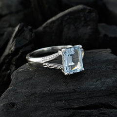 Bianca Boho Blue Solitaire Ring with Sterling Silver