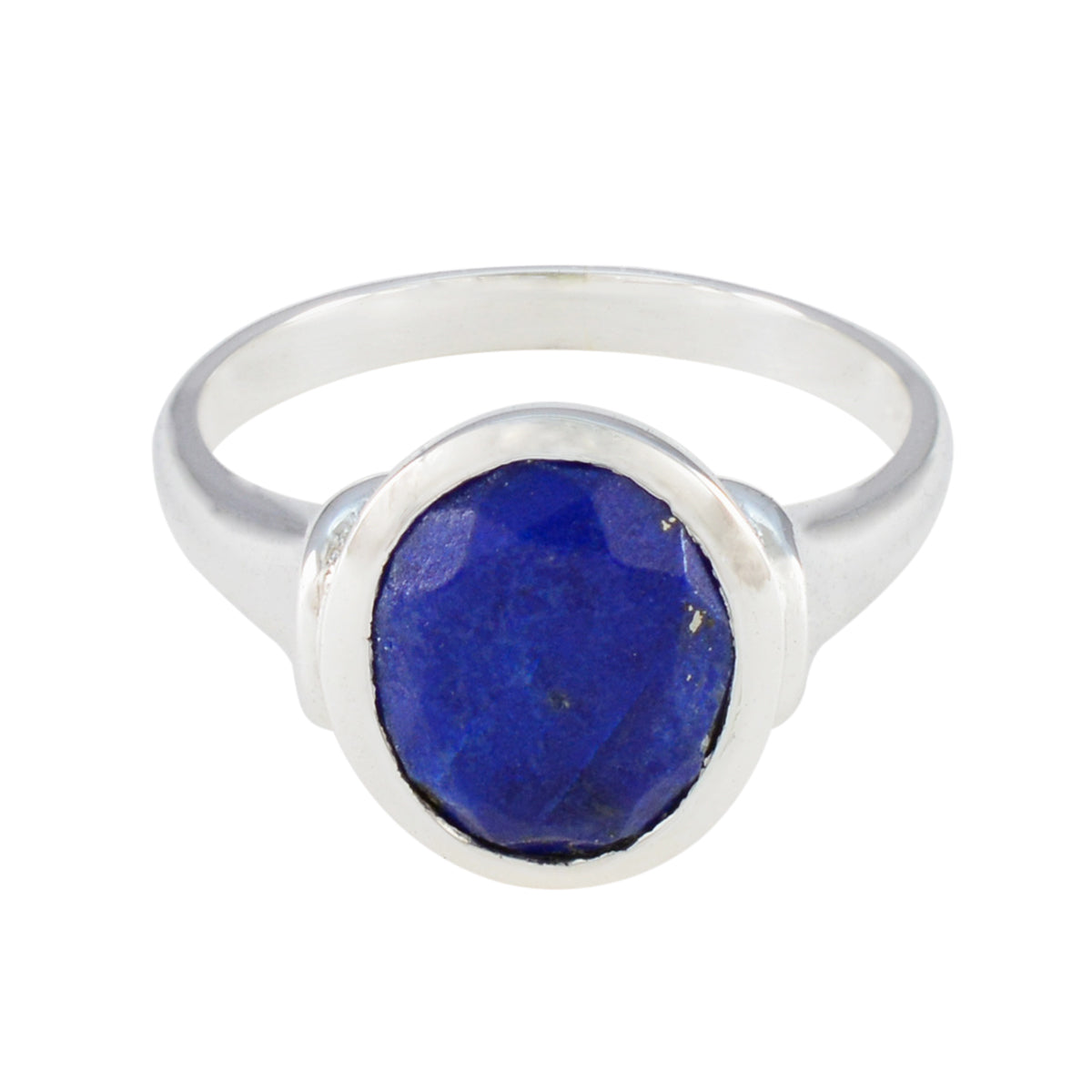 Harper Boho Blue Solitaire Ring in Sterling Silver Lapis Lazuli Blue