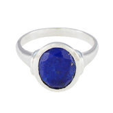 Harper Boho Blue Solitaire Ring in Sterling Silver Lapis Lazuli Blue