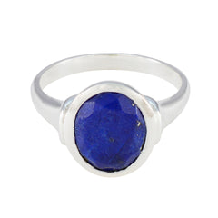 Harper Boho Blue Solitaire Ring in Sterling Silver Lapis Lazuli Blue