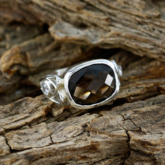 Dewi Boho Brown Halo Ring with Faceted Gemstone