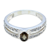 Clara Boho Brown Halo Ring with Gemstone Accent smoky quartz Brown