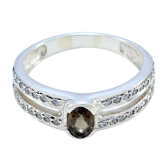 Clara Boho Brown Halo Ring with Gemstone Accent smoky quartz Brown
