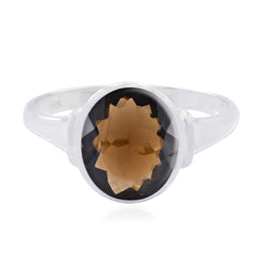 Priya Boho Brown Solitaire Ring in Sterling Silver
