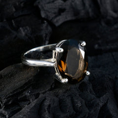 Ana Boho Brown Solitaire Ring with Smoky Gemstone