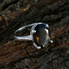 Ana Boho Brown Solitaire Ring with Smoky Gemstone