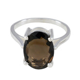 Ana Boho Brown Solitaire Ring with Smoky Gemstone Smoky Quartz Brown