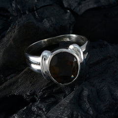 Katharina Boho Brown Solitaire Ring in Silver