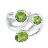Aisha Boho Green Gemstone Ring Sterling Silver Peridot Green
