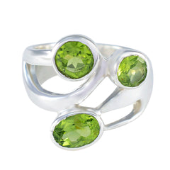 Aisha Boho Green Gemstone Ring Sterling Silver Peridot Green
