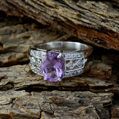 Andrea Boho Purple Gemstone Ring with Silver Detail