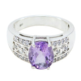 Andrea Boho Purple Gemstone Ring with Silver Detail Amethyst Purple