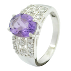 Andrea Boho Purple Gemstone Ring with Silver Detail