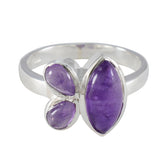 Aisha Boho Purple Gemstone Ring in Sterling Silver Amethyst Purple