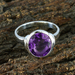 Emily Boho Purple Solitaire Ring with Amethyst Gemstone